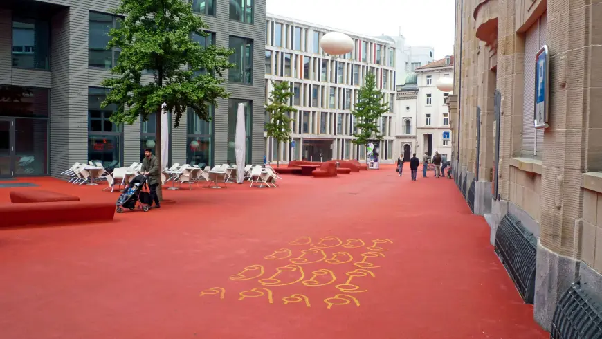 “Red Square” in St. Gallen in Switzerland is an excellent example of urban “shared space.”