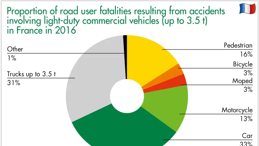Proportion of road user fatalities resulting from accidents involving light-duty commercial vehicles (up to 3.5 t) in France in 2016