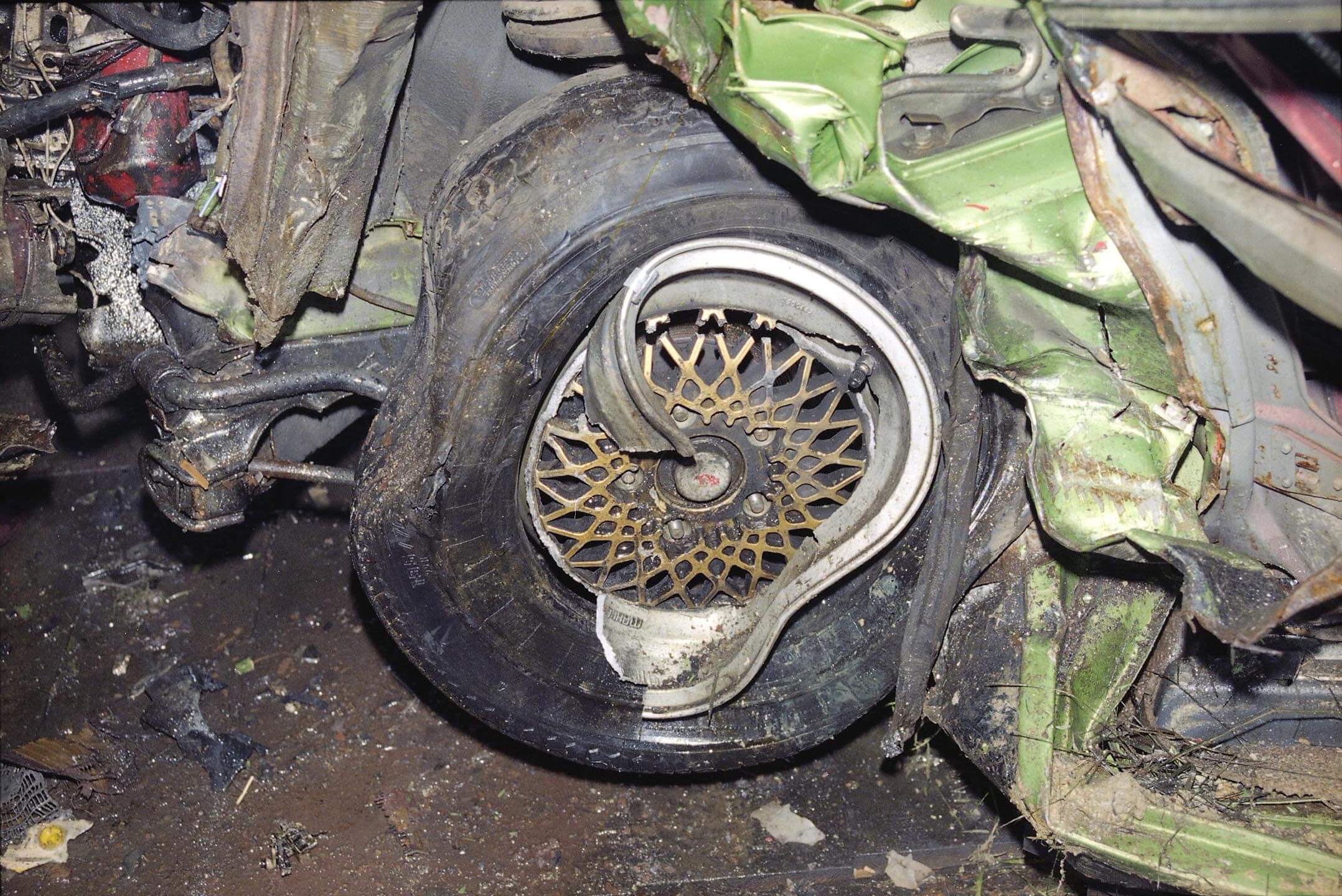 Accident damage to front left wheel