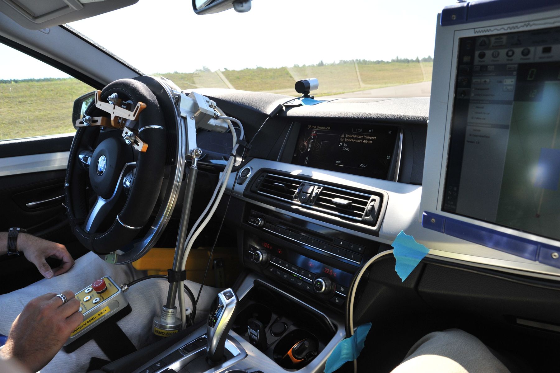 Inside of a car with high technologie