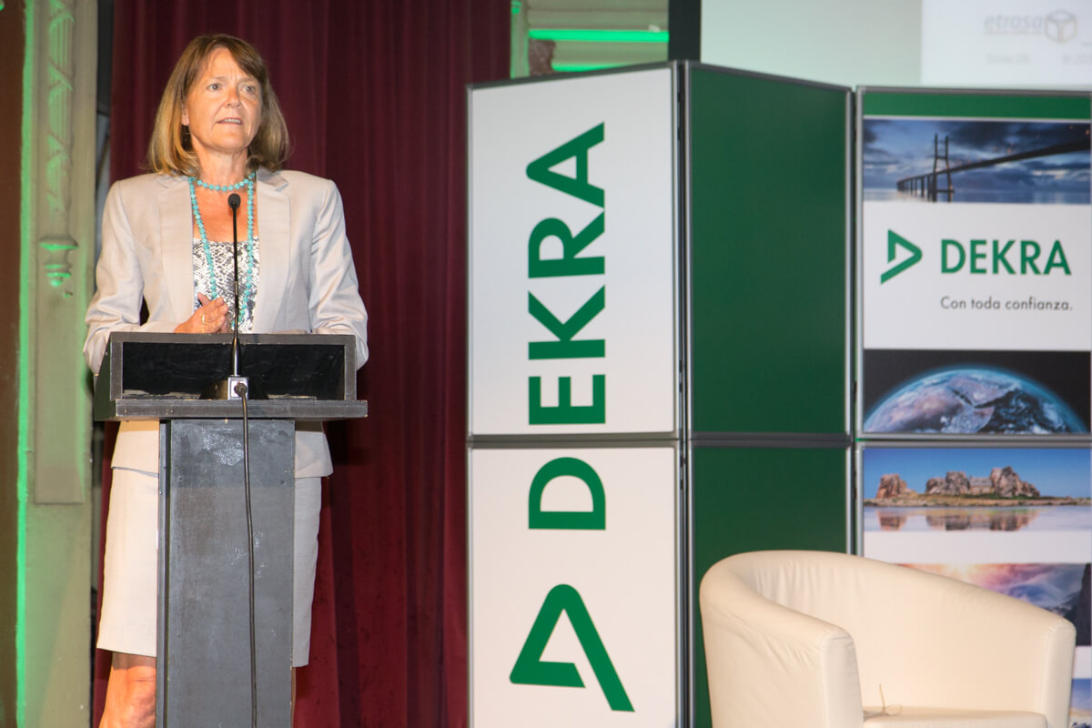 Yvonne Rauh, Country Manager for DEKRA Spain, at the presentation of the Road Safety Report in Madrid