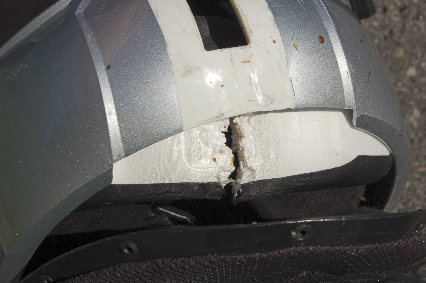 Damage to helmet