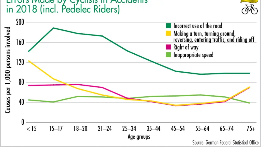 Errors Made by Cyclists in Accidents in 2018 inclusive Pedelecs