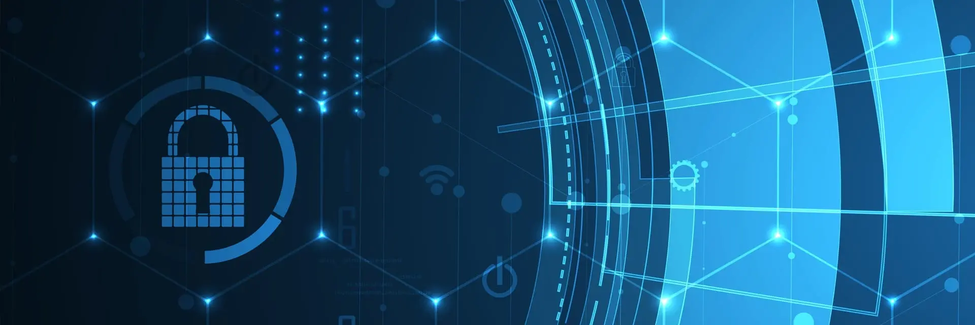 Symbol cyberzabezpieczeń i ochrony danych w formie cyfrowej kłódki na tle sieci połączeń Symbol cyberzabezpieczeń i ochrony danych w formie cyfrowej kłódki na tle sieci połączeń