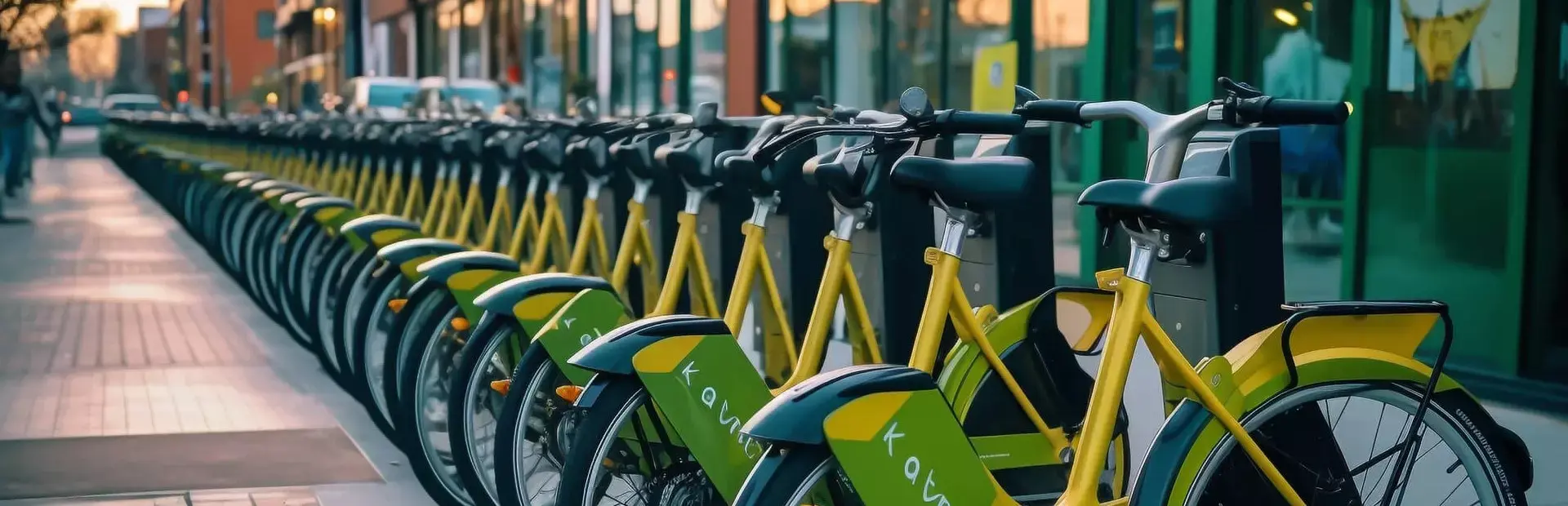 Zaparkowane rowery elektryczne na tle budynku w mieście