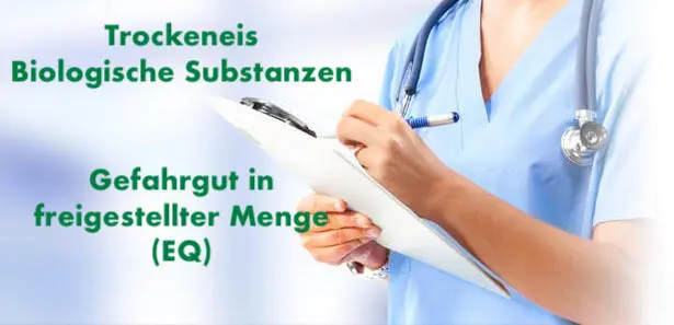 Trockeneis, Biologische Substanzen und Gefahrgut in freigestellter Menge
