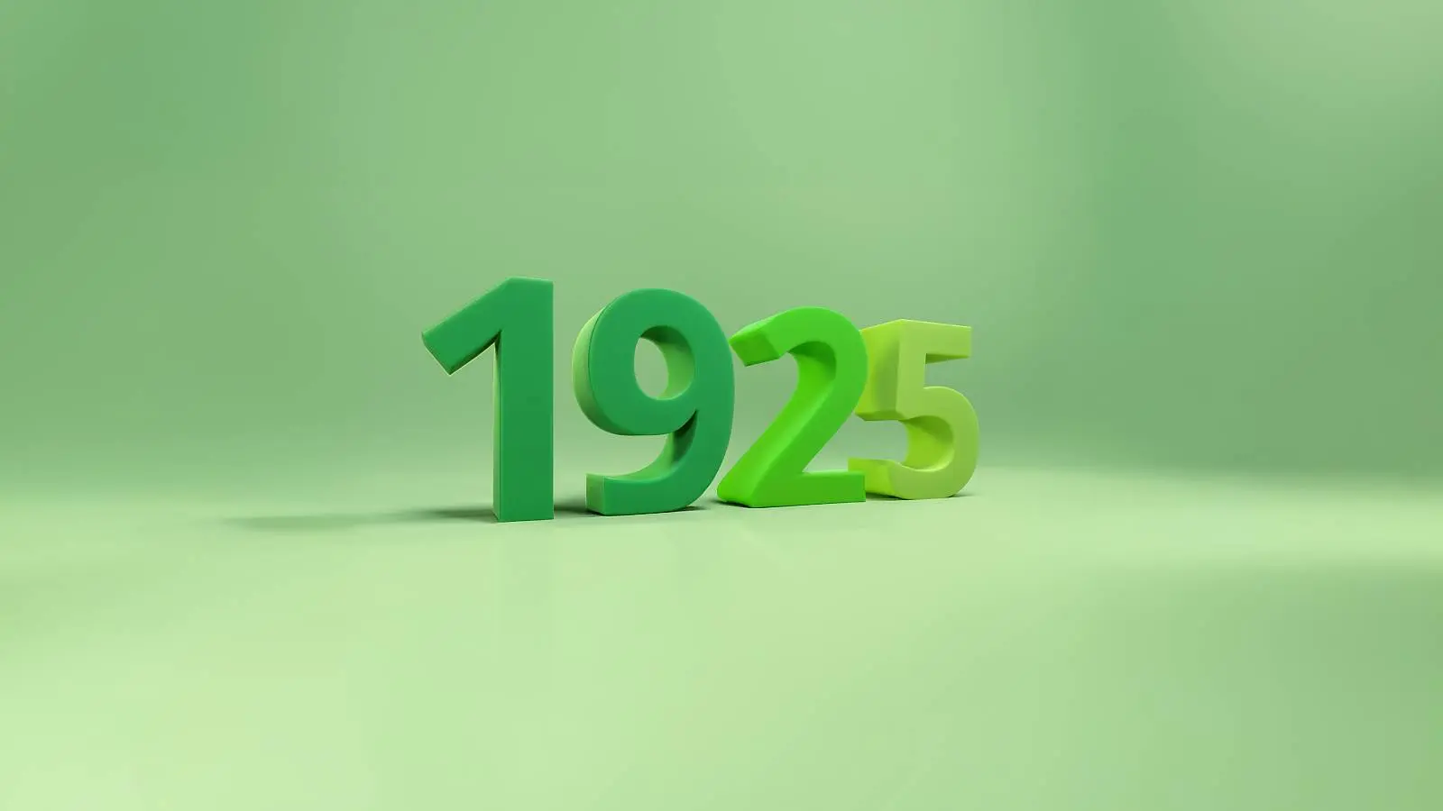 Read more here Green background with the year 1925 in 3D in different shades of green.
