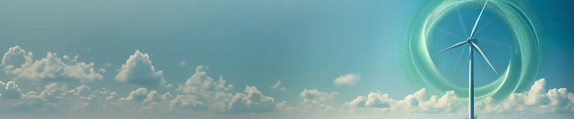 A wind turbine with spinning wind turbine with sky and clouds in the background.