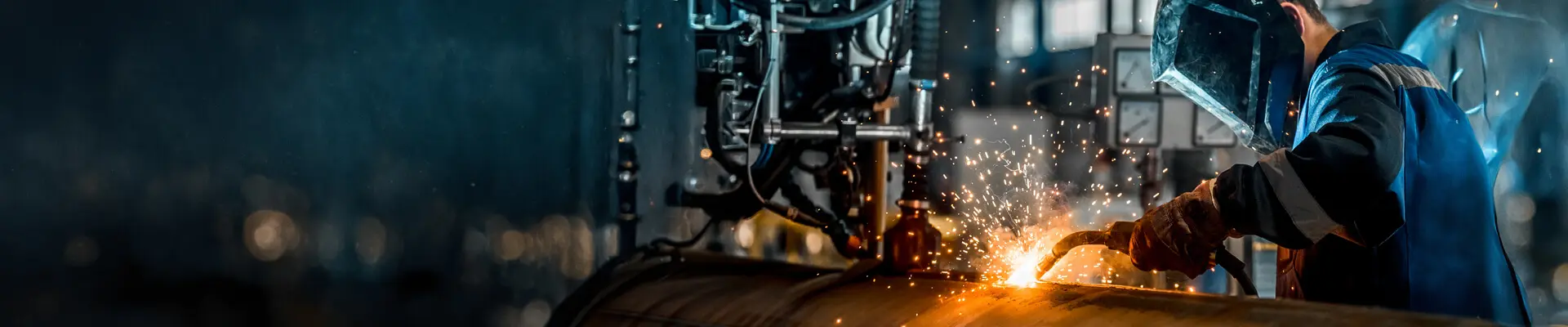 En person med skyddsmask som svetsar. En person med skyddsmask som svetsar.