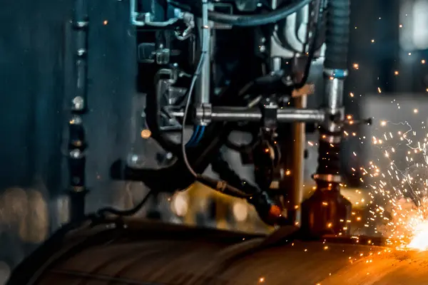 En person med skyddsmask som svetsar. En person med skyddsmask som svetsar.