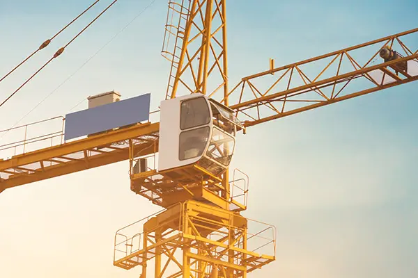 A crane, showcasing its structure against the skyline. 