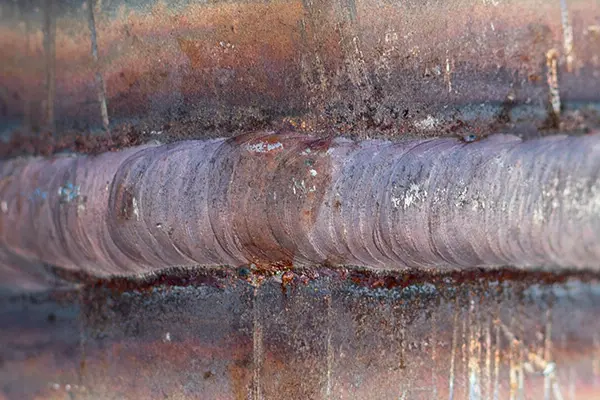 A pipe welded together around the pipe.