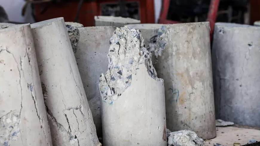 Concrete lumps with damage.