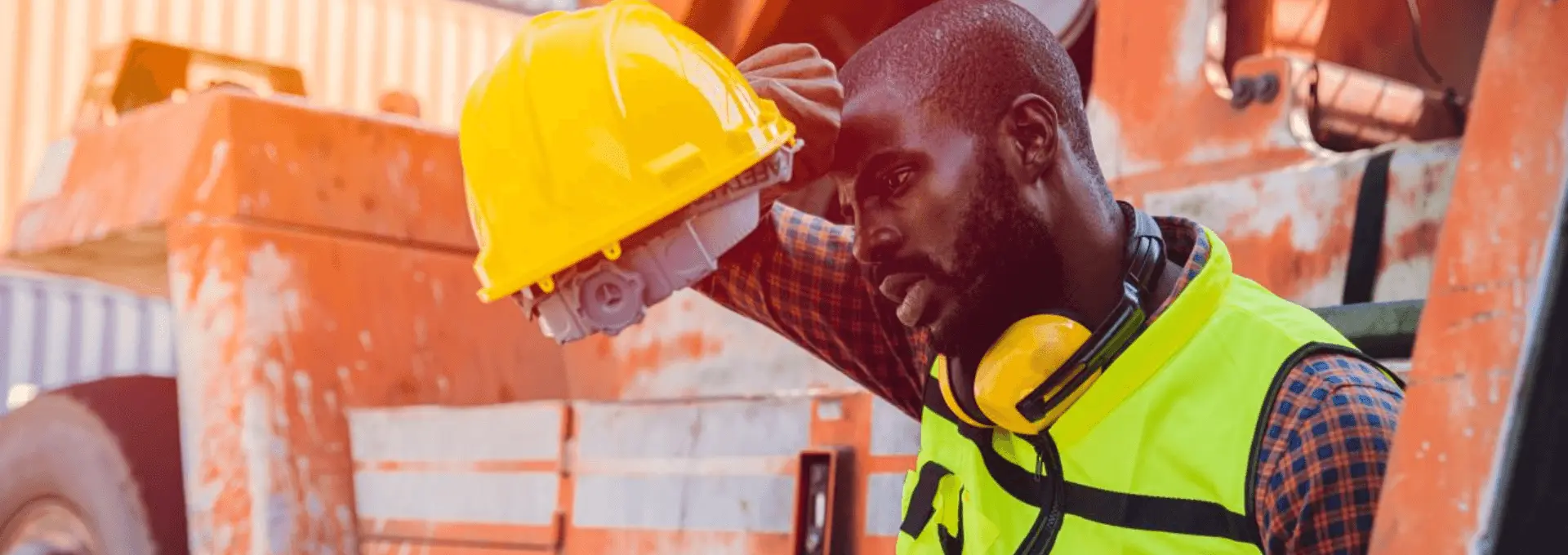 Tired construction worker