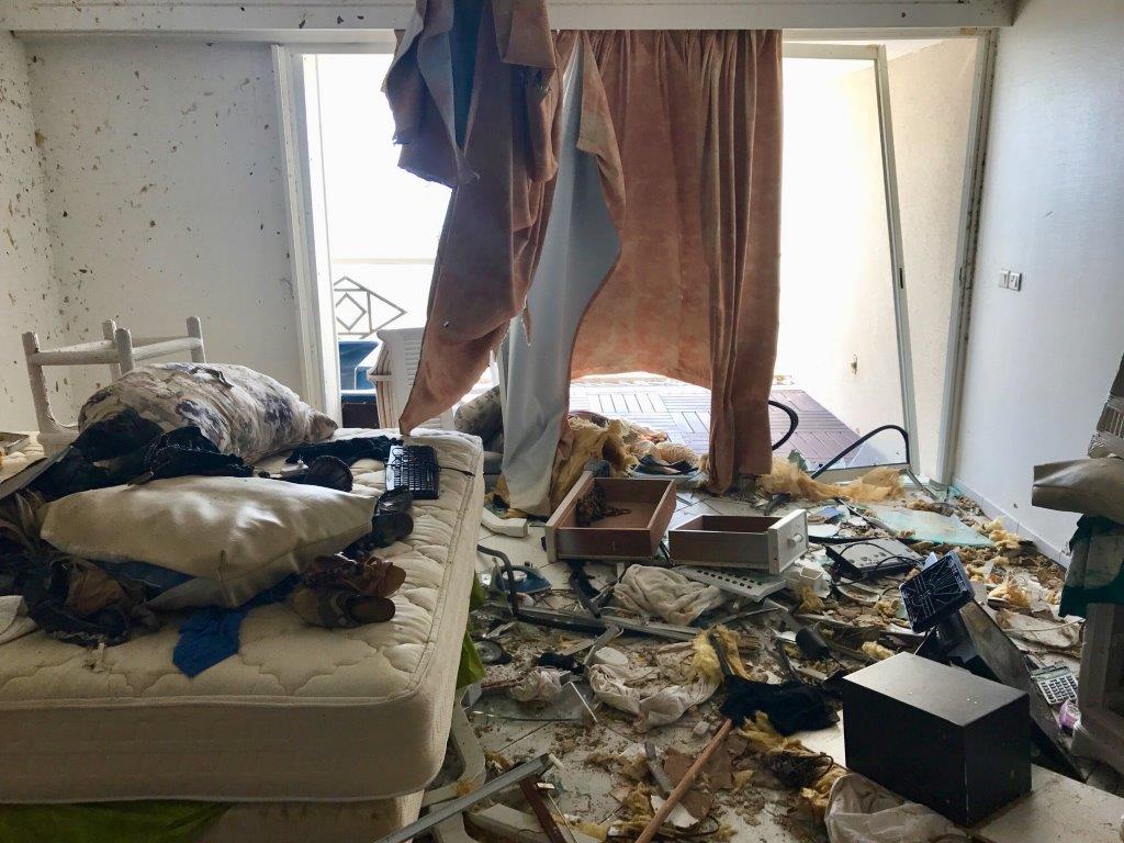 destroyed hotel room