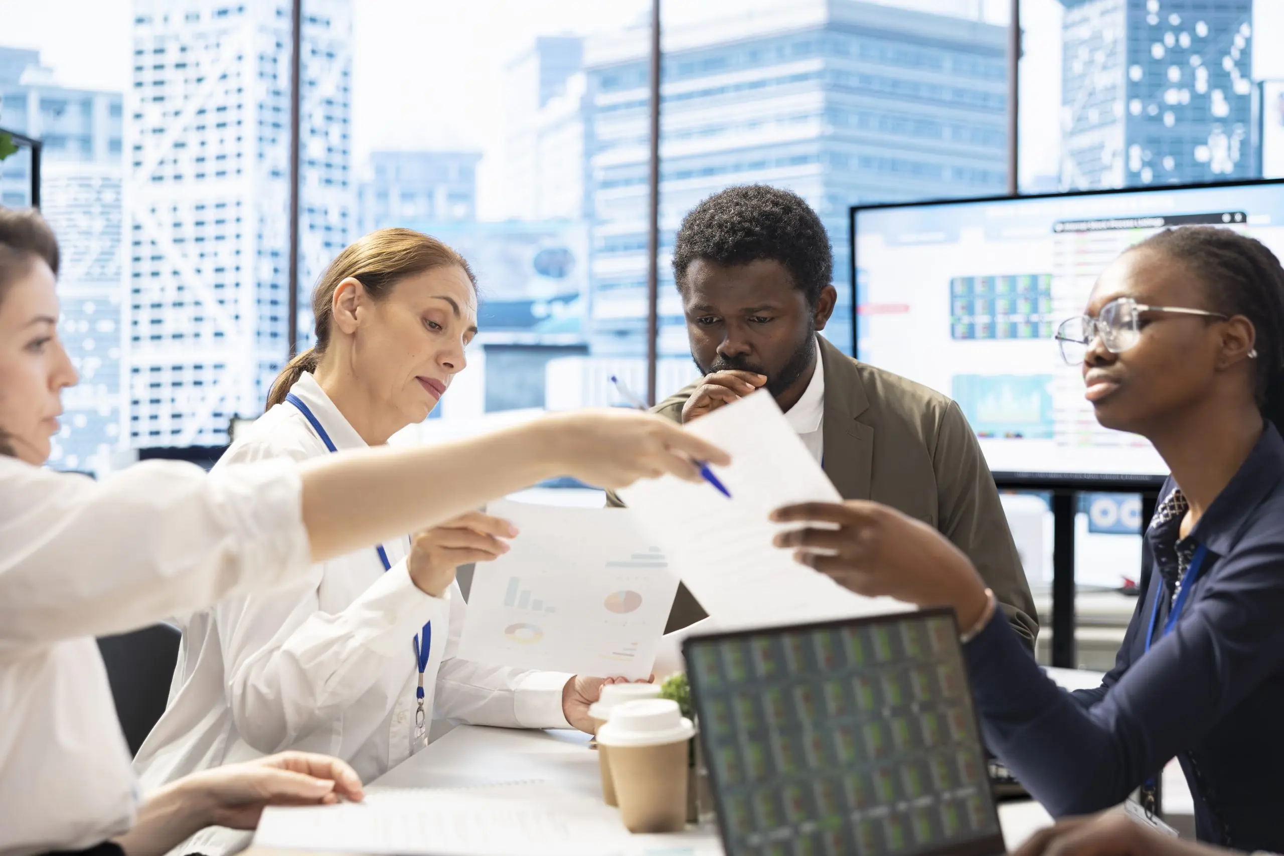 management team gathering in boardroom