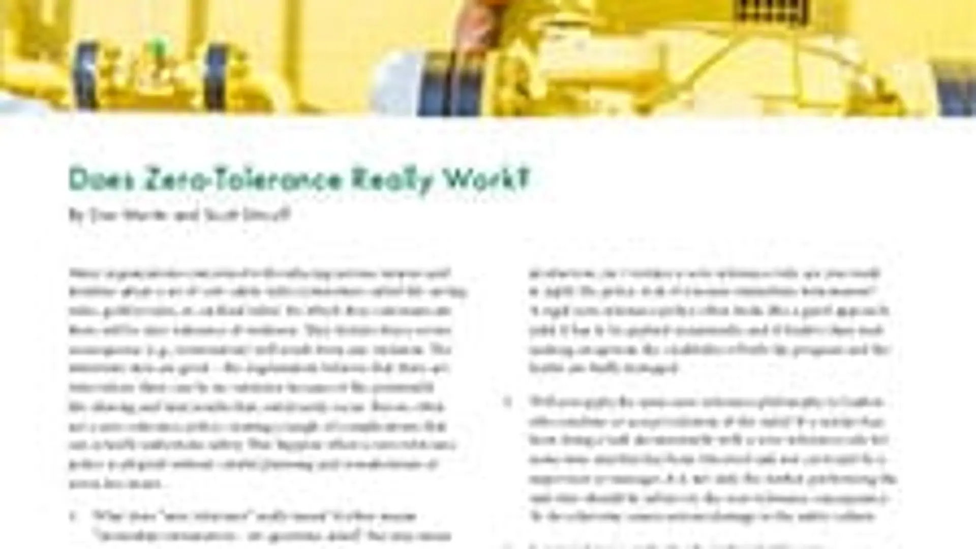 Does Zero-Tolerance Really Work?